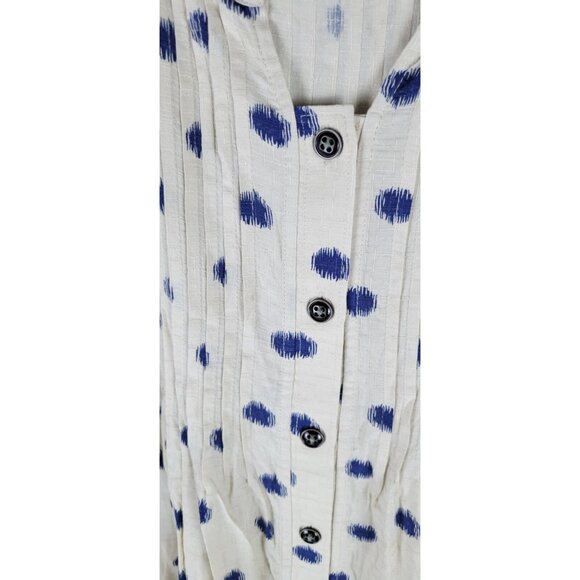 Maeve Anthropologie Saona Sleeveless Blouse Small Beige Polka Dot Tank Pleat Swi - Picture 5 of 11